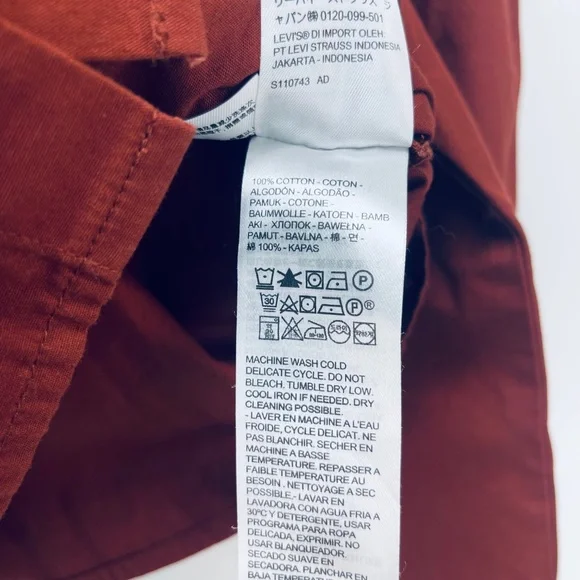 Levi’s Women’s Ellora Fired Brick Puff Sleeve Button Up Blouse Brown Size L - Picture 8 of 12